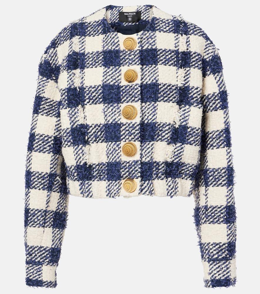 balmain checked tweed jacket