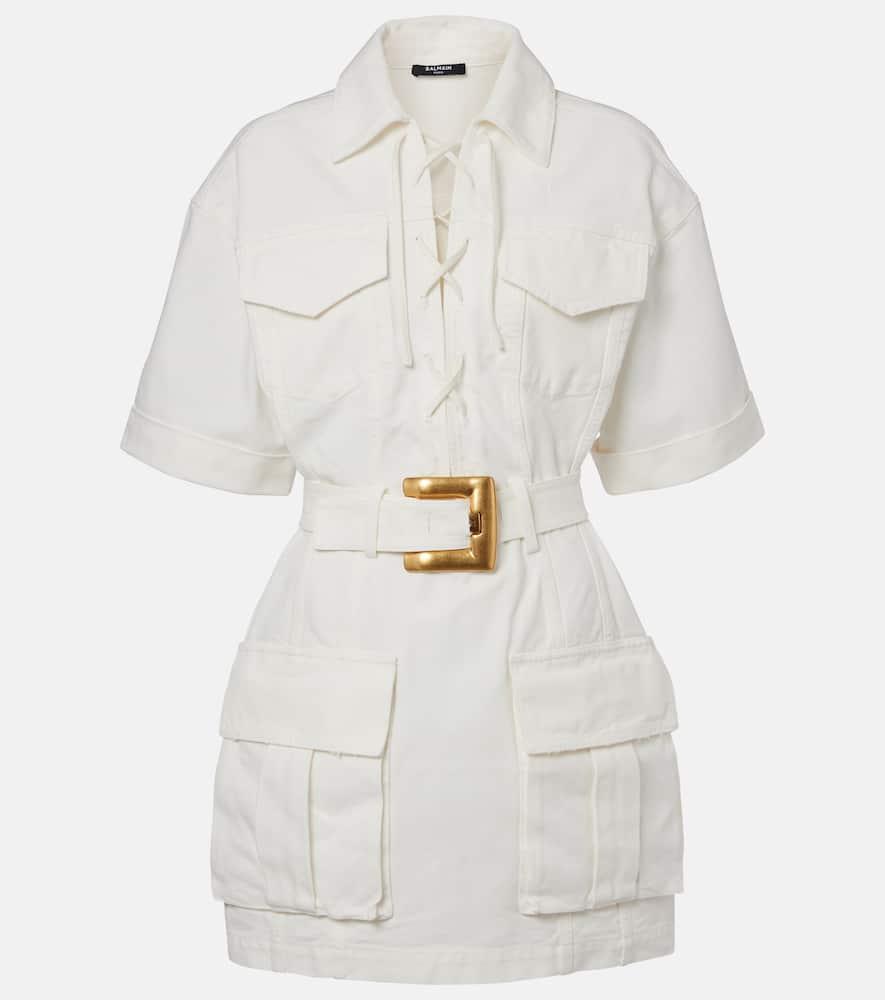 balmain cotton canvas shirt dress