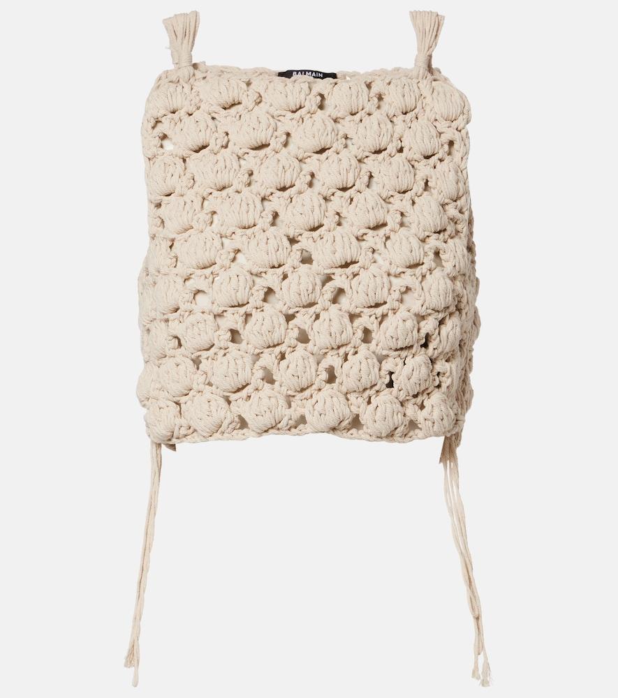 balmain crochet cotton crop top