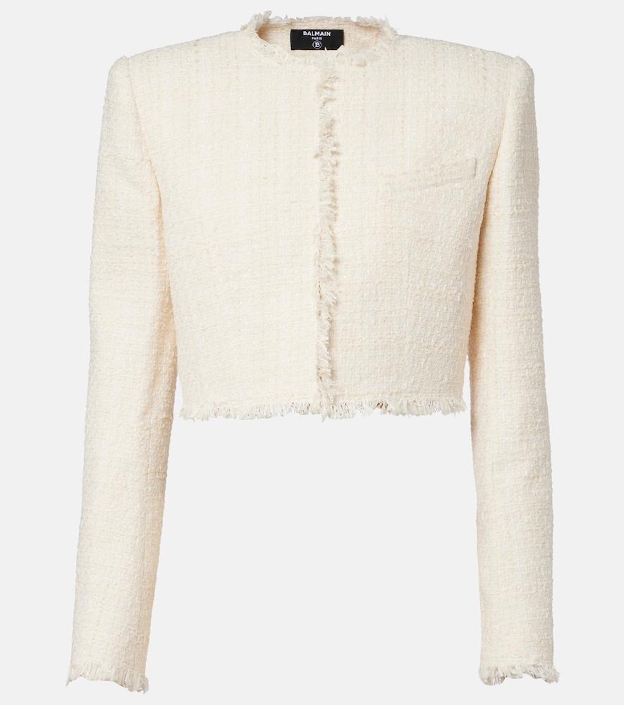 balmain cropped tweed jacket