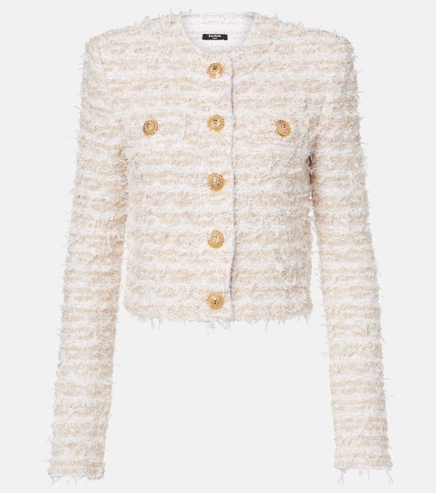 balmain cropped tweed jacket