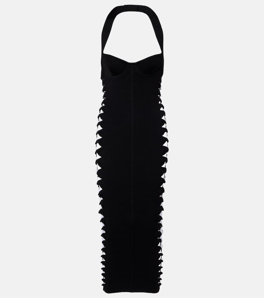 balmain cutout halterneck jersey midi dress