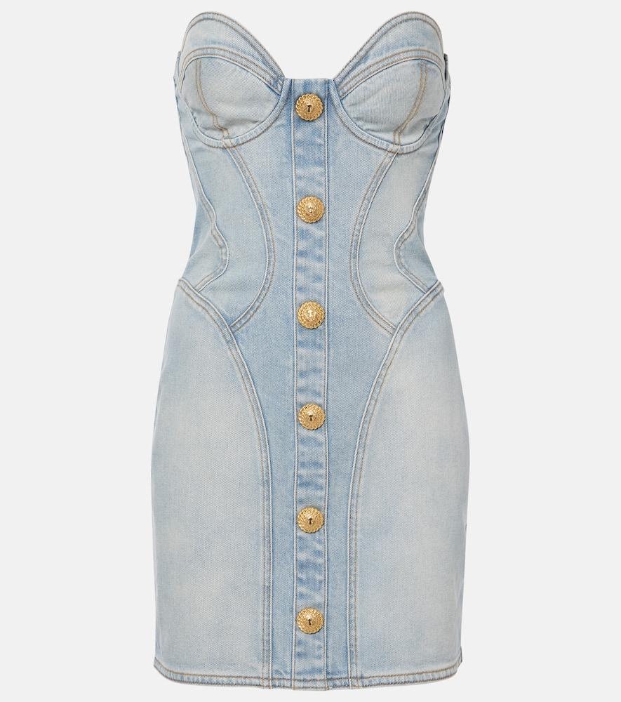 balmain denim bustier dress