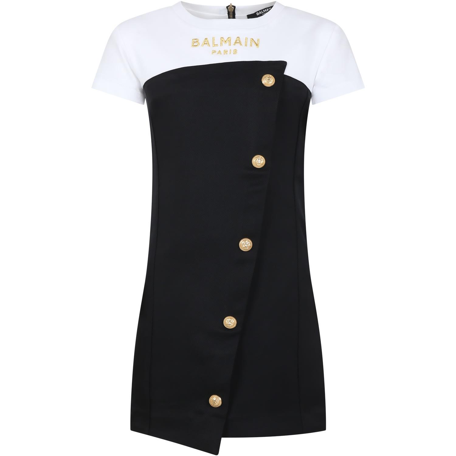 balmain elegant black dress for girl with logo
