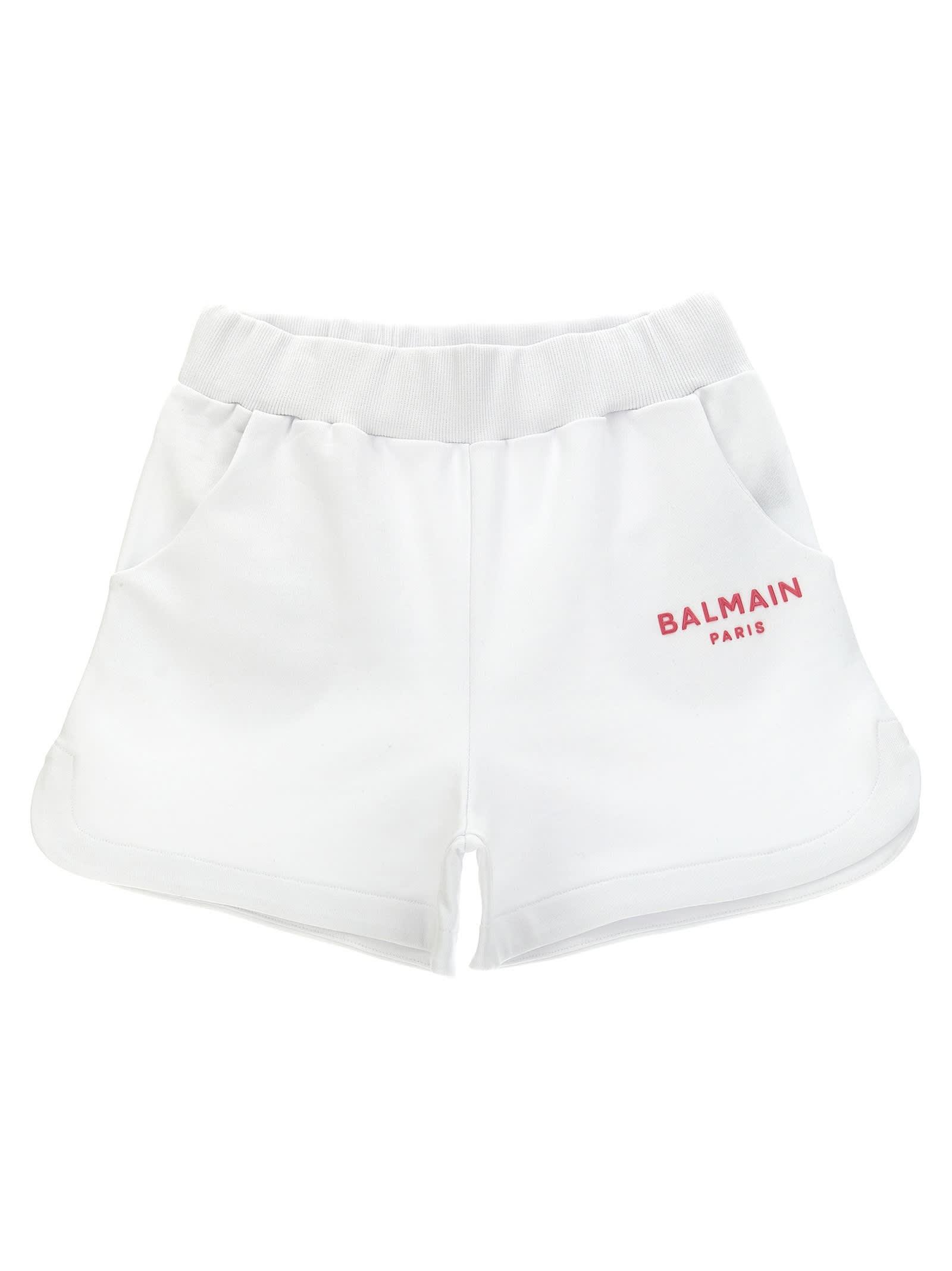 balmain embossed logo shorts