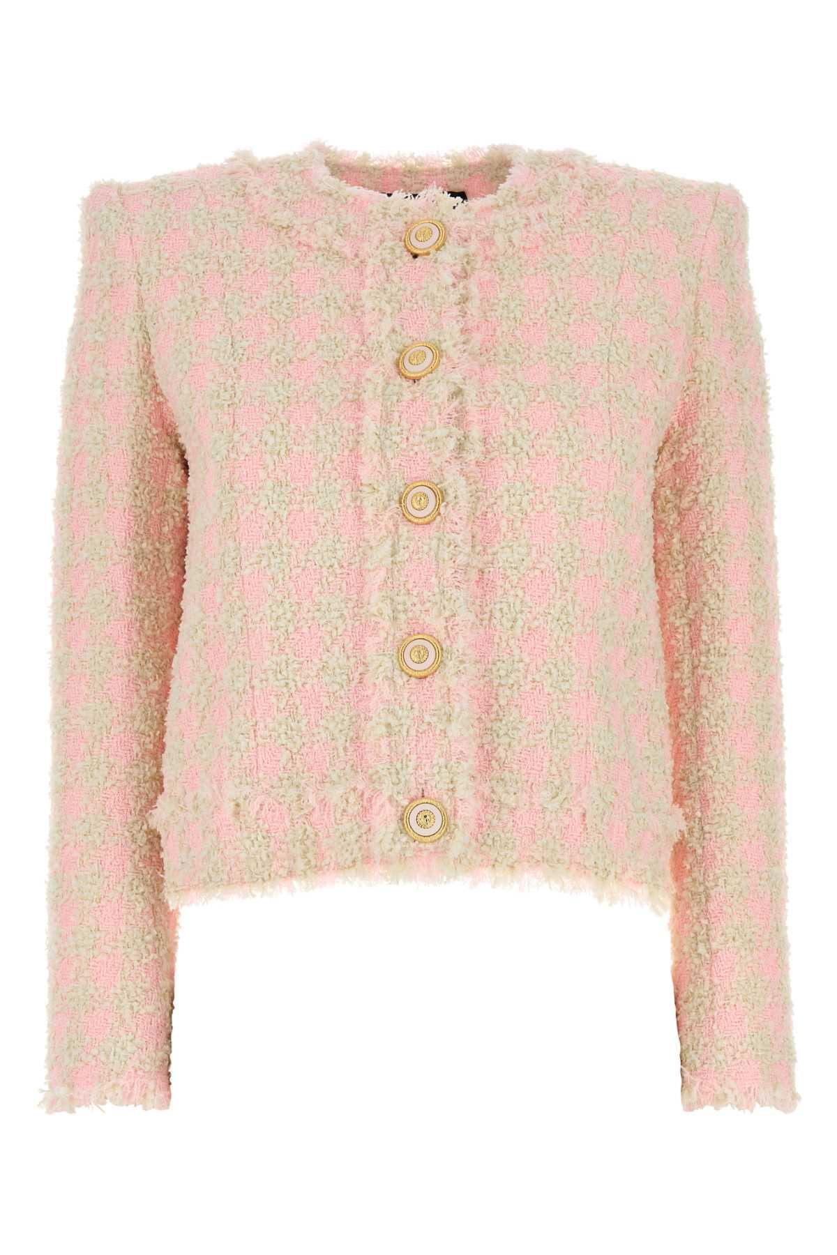 balmain embroidered bouclã blazer