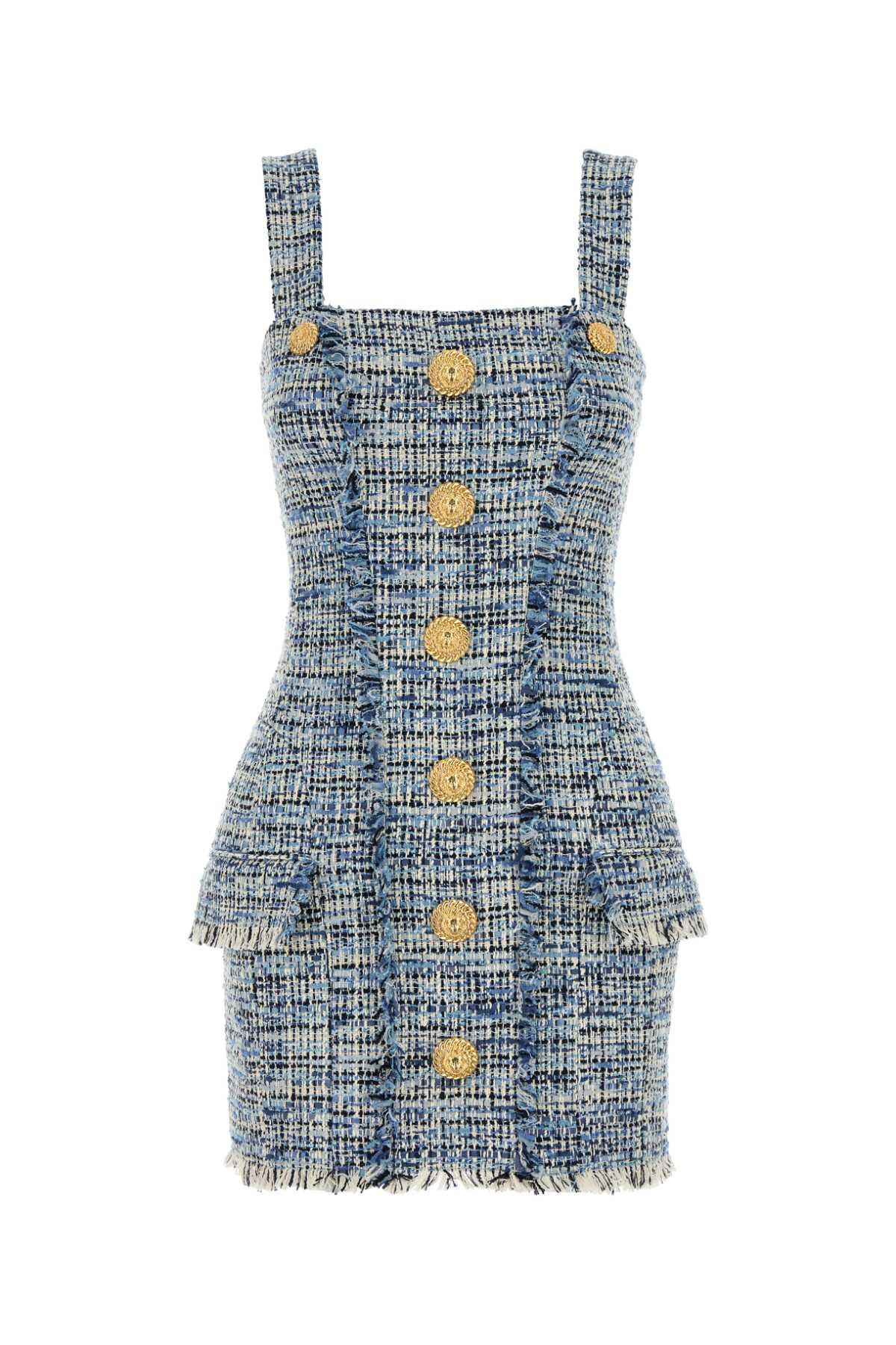 balmain embroidered tweed dress