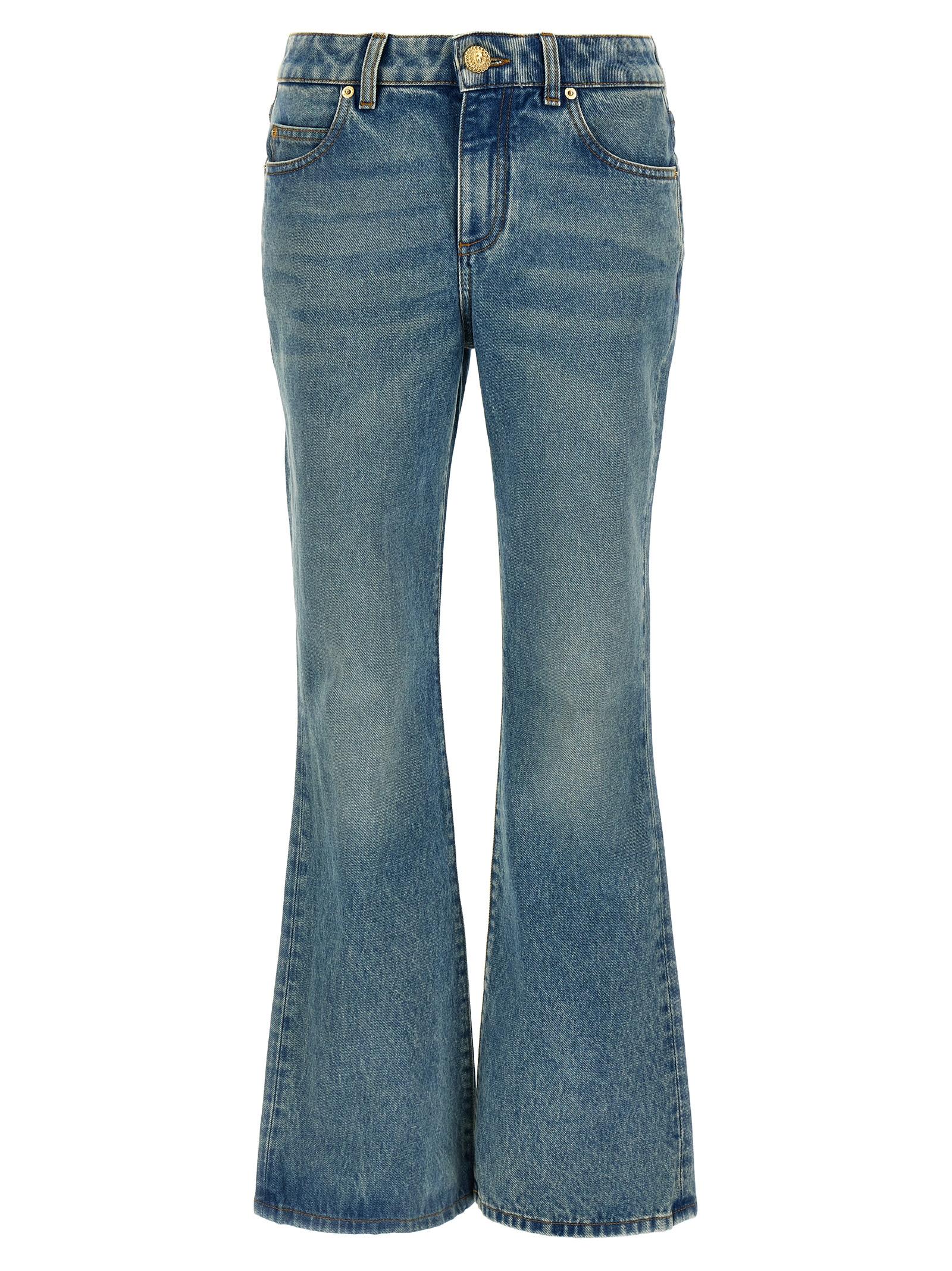 balmain flare jeans blue cotton - women