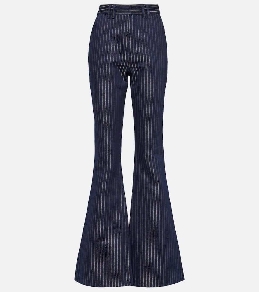 balmain flared lurex pinstripe jeans