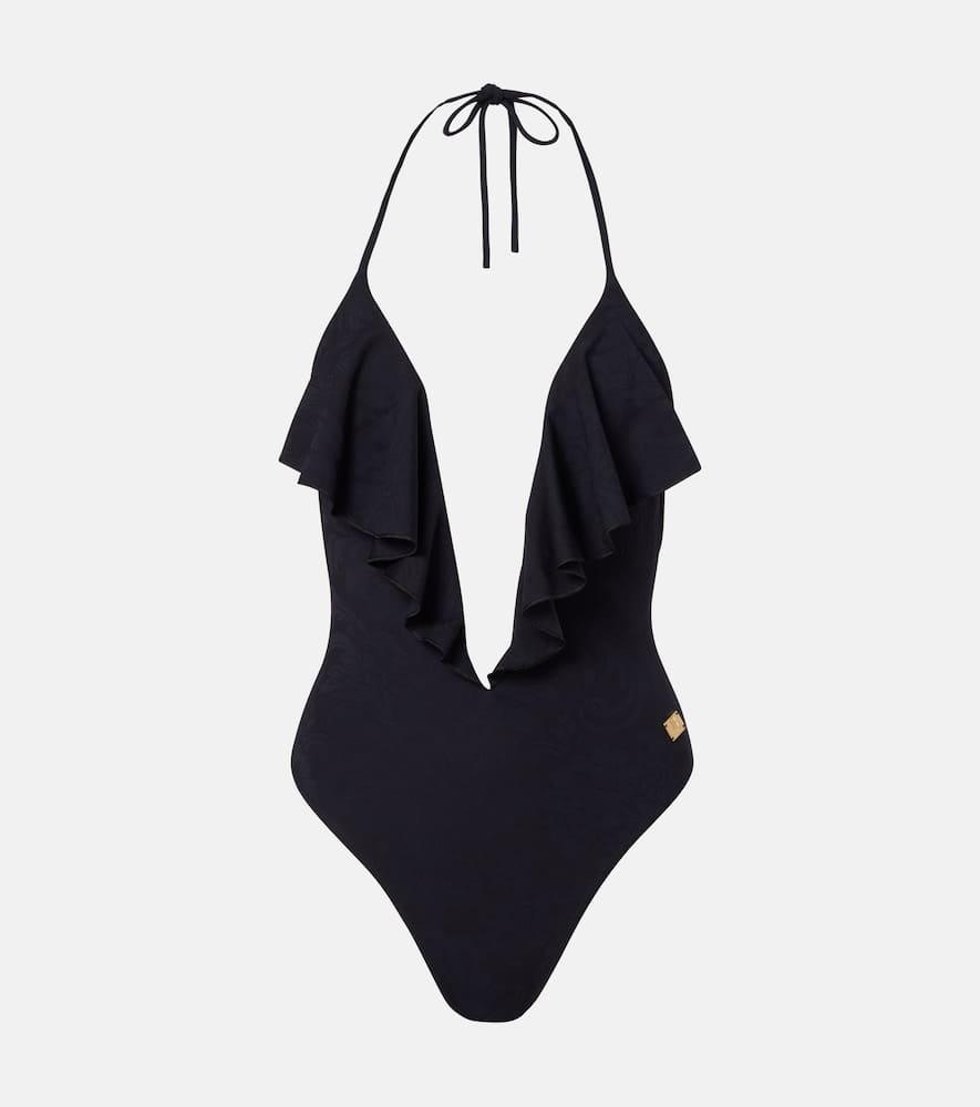 balmain frilled swimsuit
