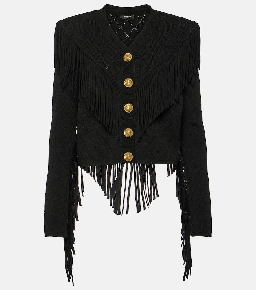 balmain fringed cardigan