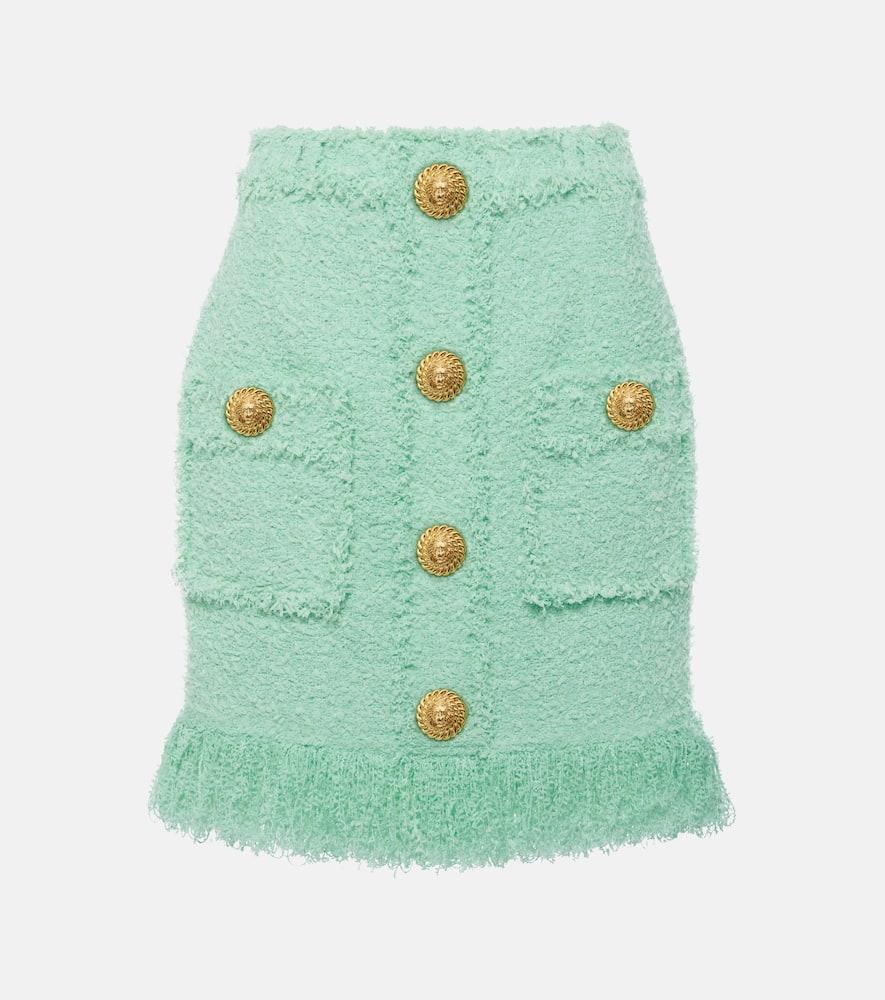 balmain fringed tweed miniskirt