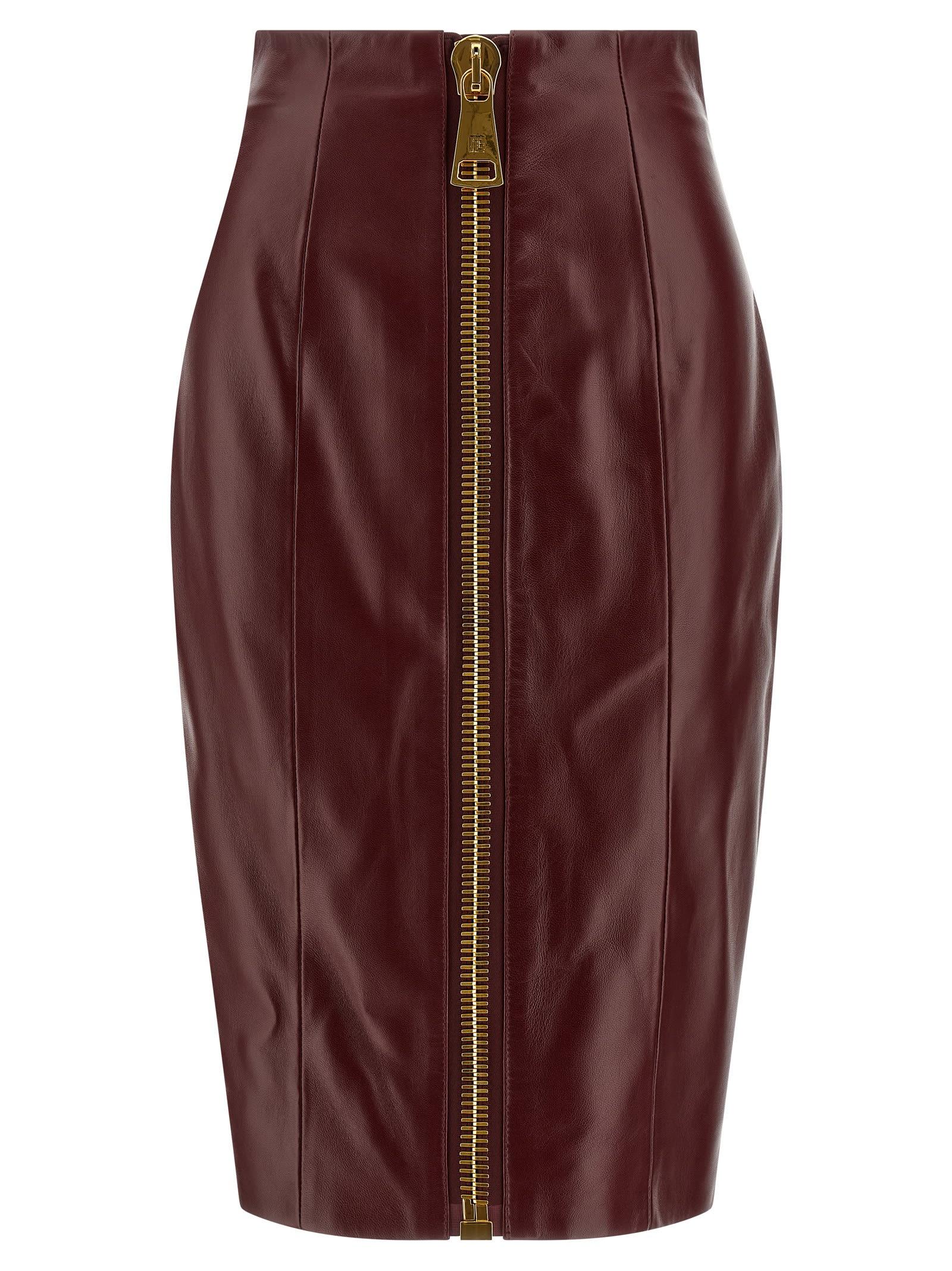 balmain front zip skirt