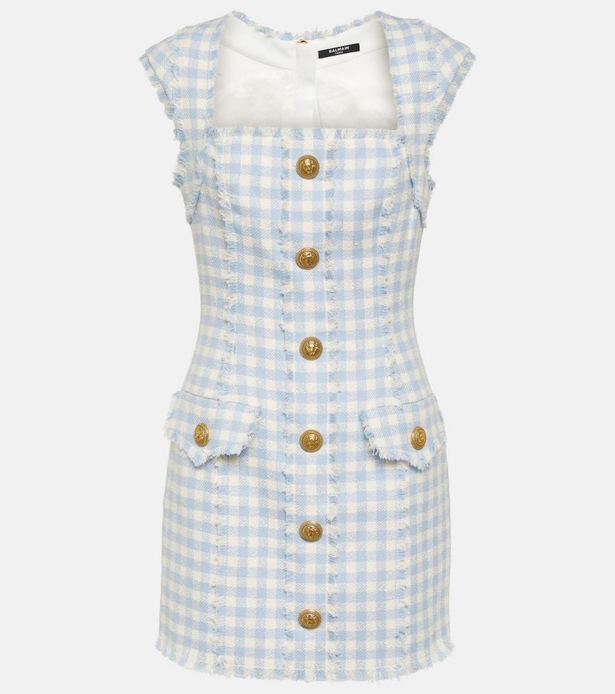 balmain gingham tweed minidress