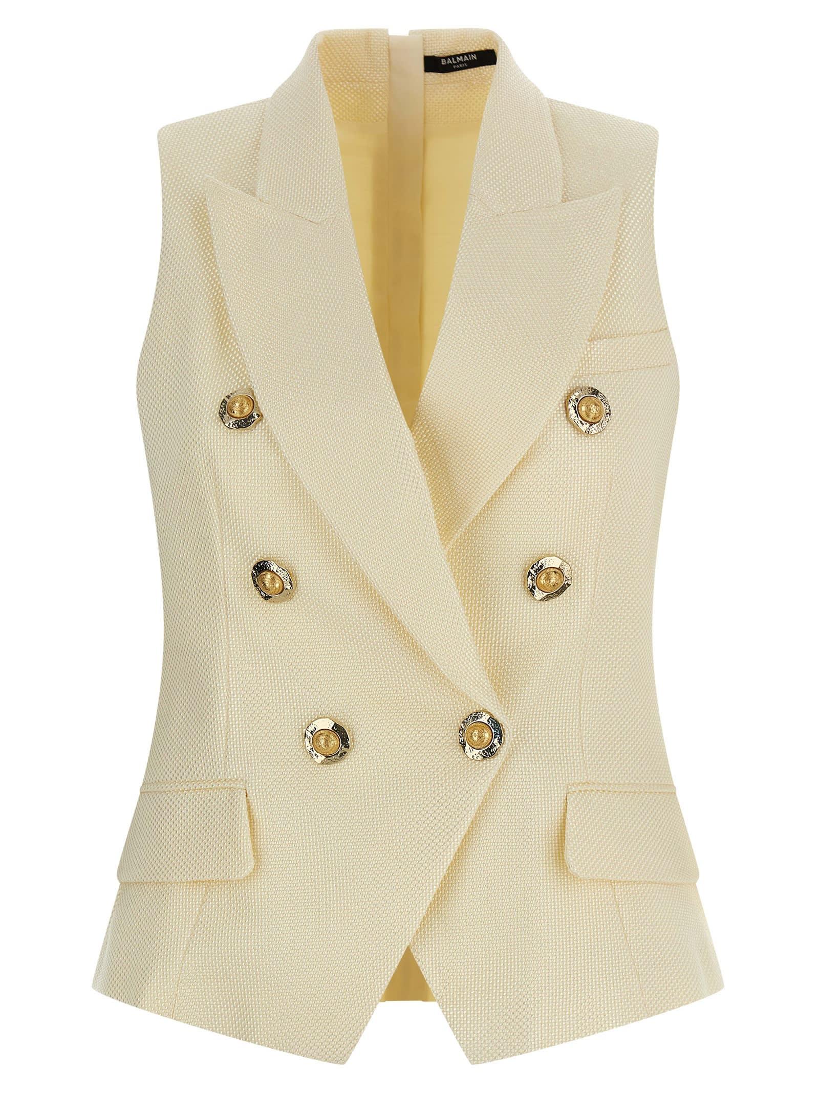 balmain gold and gold coin vest