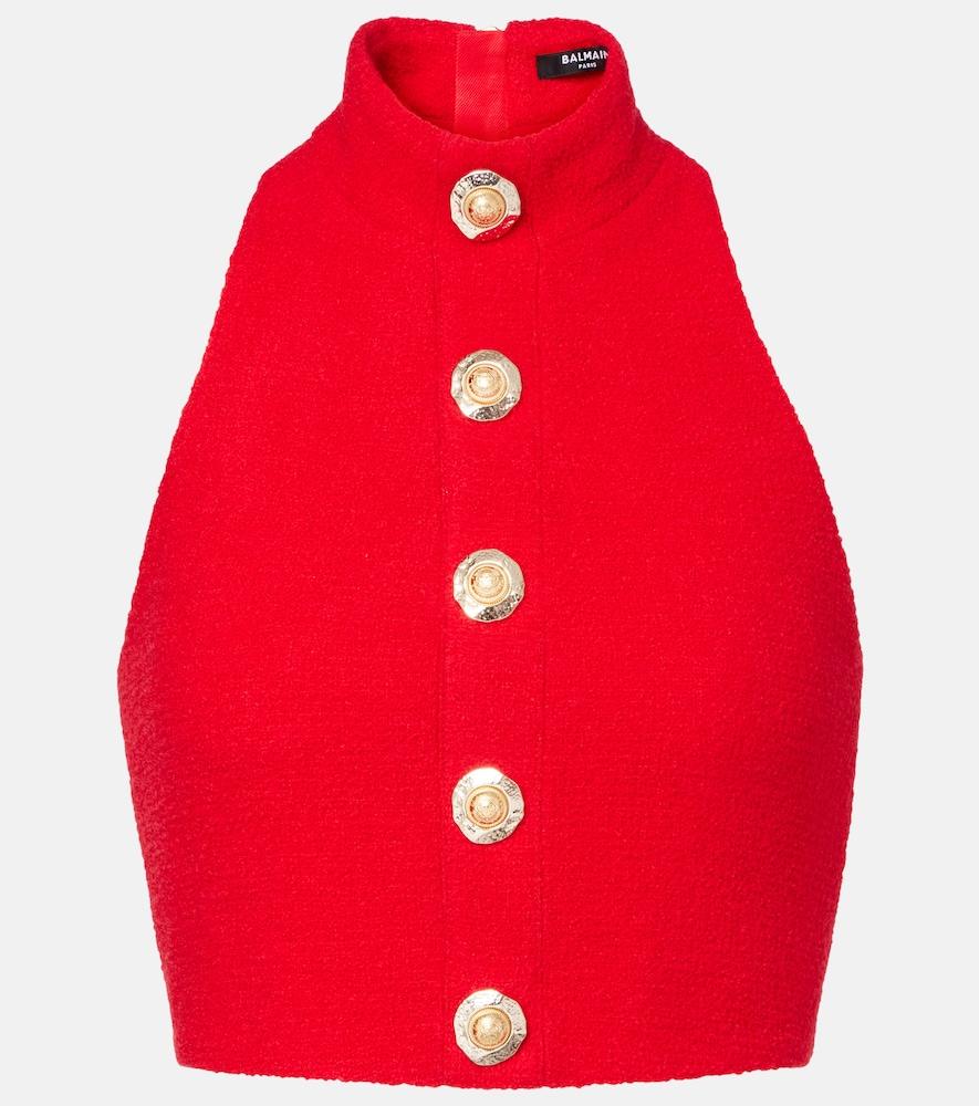 balmain halterneck wool