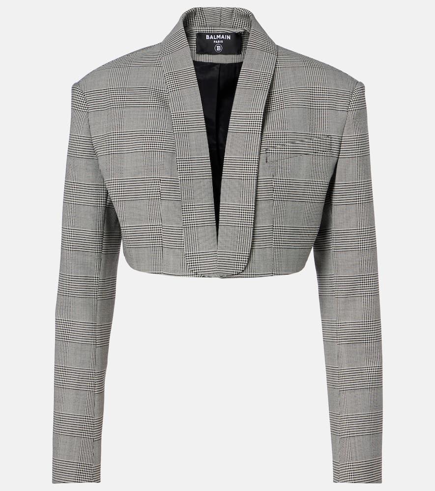 balmain houndstooth cropped wool