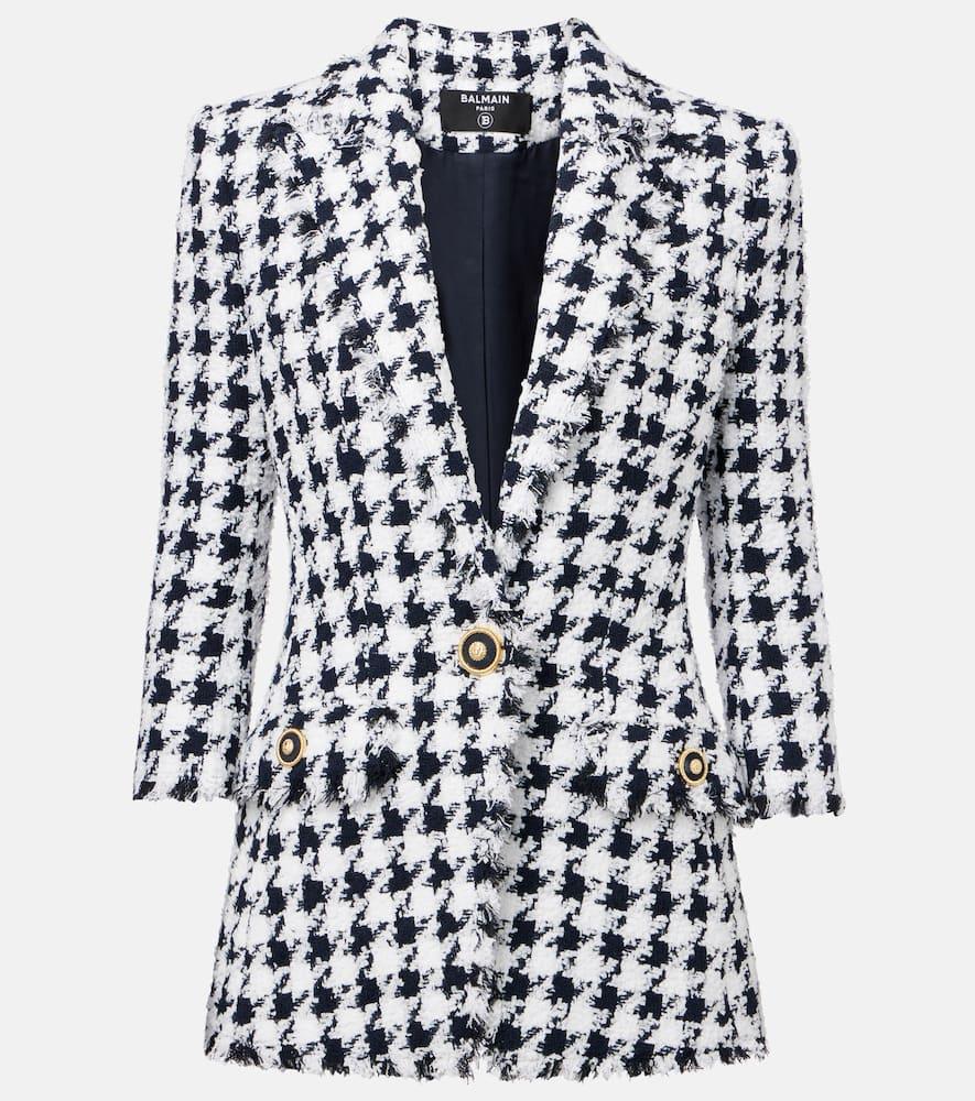 balmain houndstooth tweed blazer