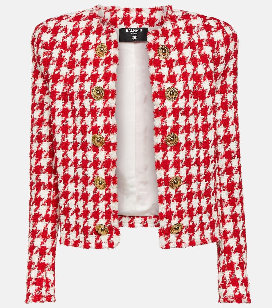 balmain houndstooth tweed jacket