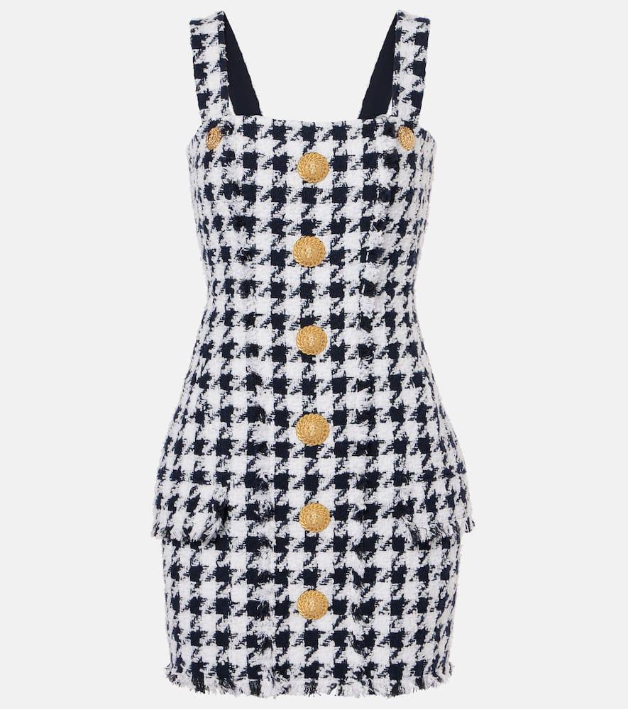 balmain houndstooth tweed minidress