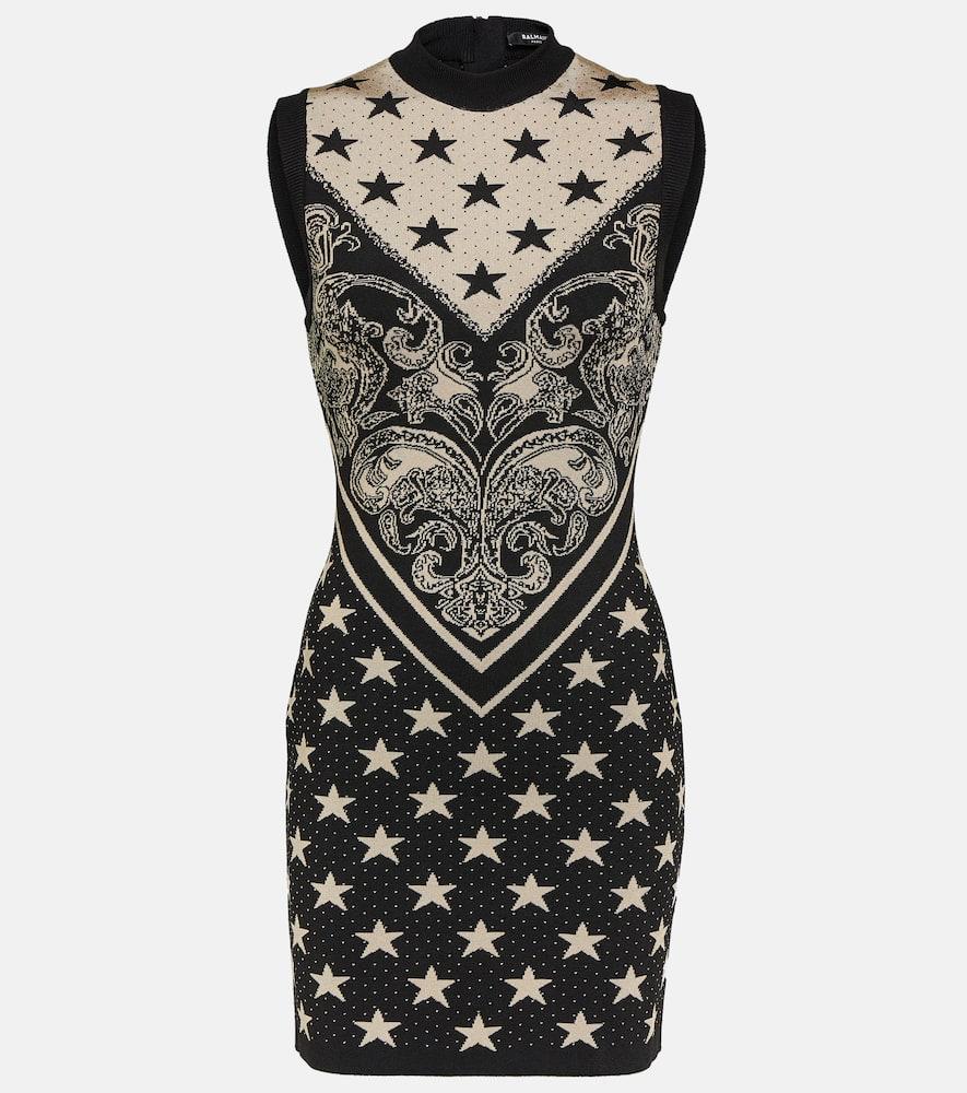 balmain intarsia knitted minidress