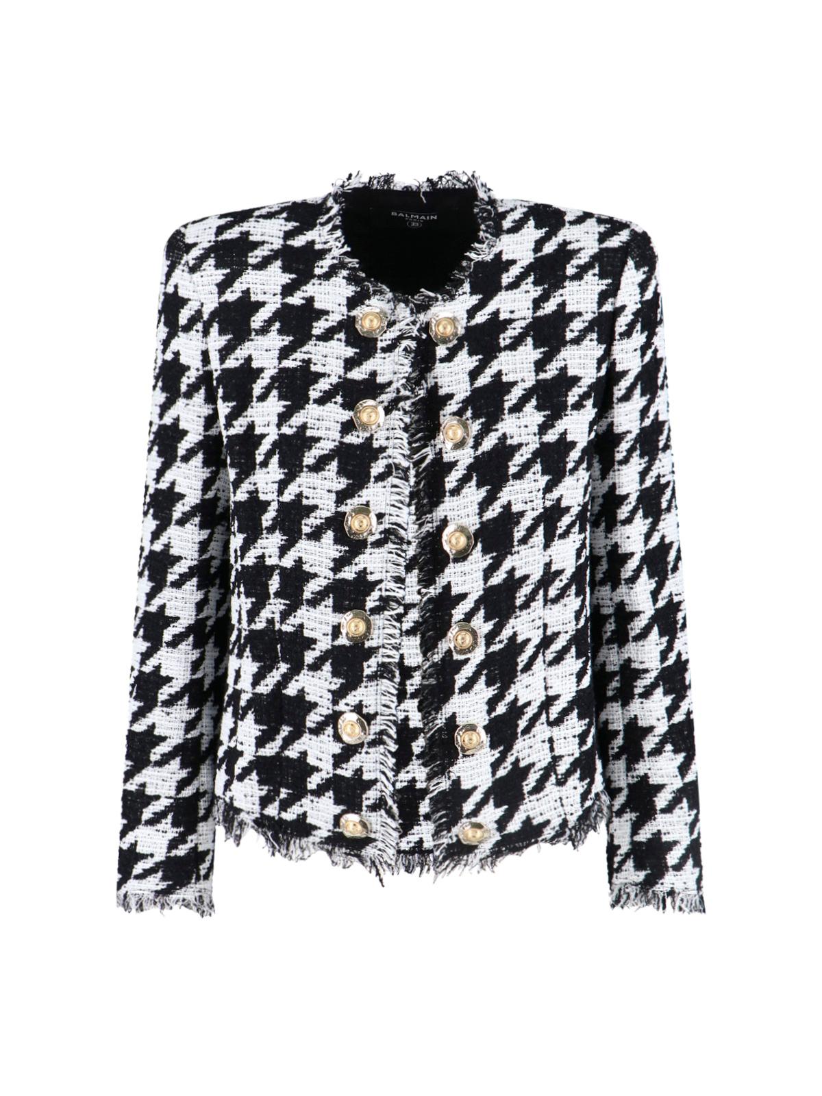 balmain jackets black cotton - women