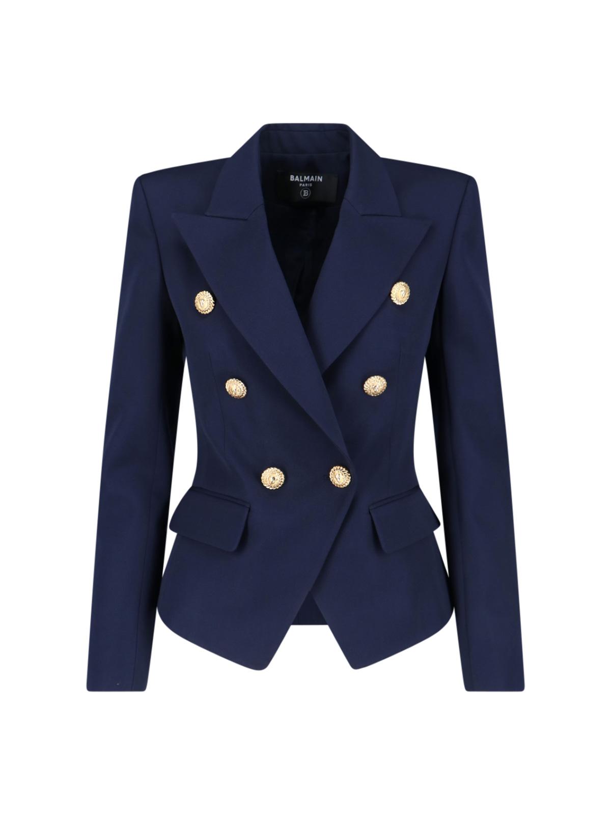 balmain jackets blue virgin wool - women