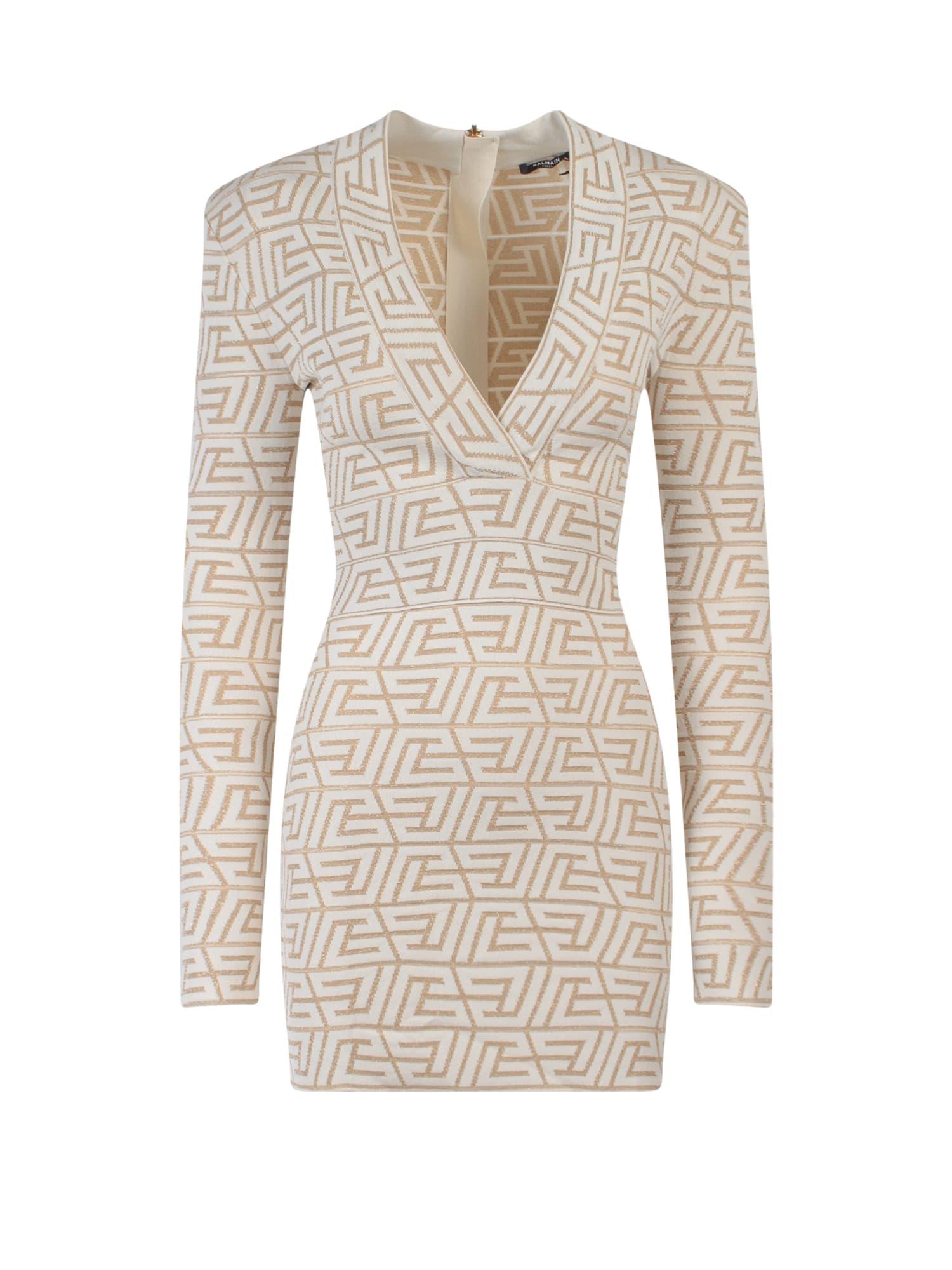 balmain knitted dress with monogram