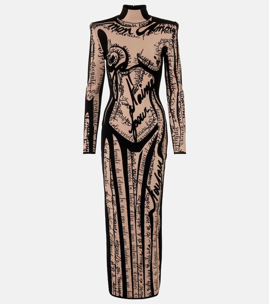 balmain knitted maxi dress