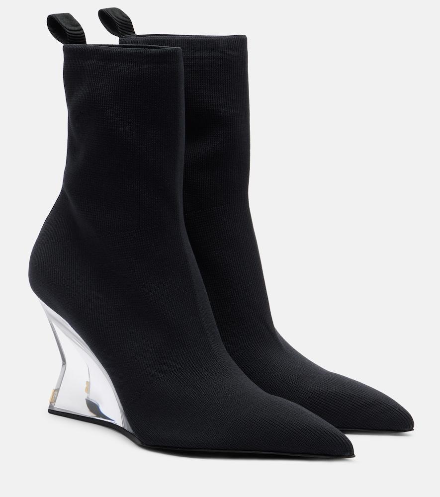 balmain knitted wedge ankle boots