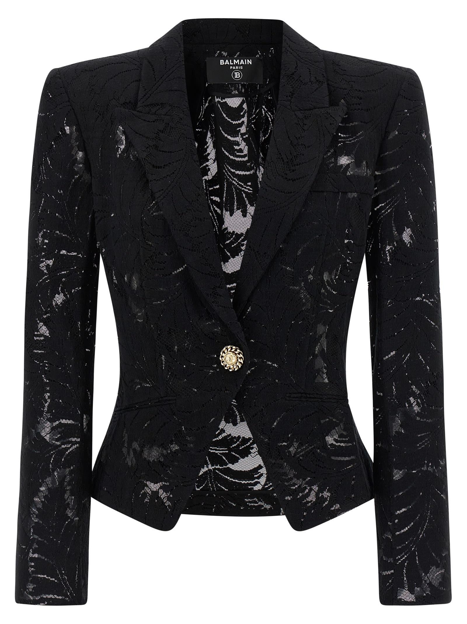 balmain lace blazer