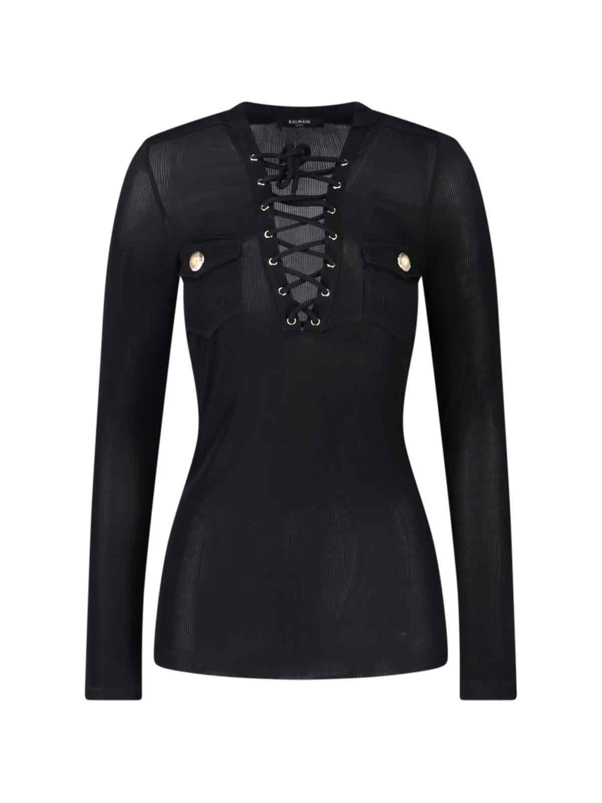 balmain lace-up top