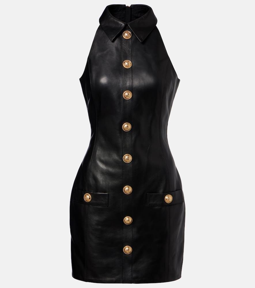 balmain leather minidress