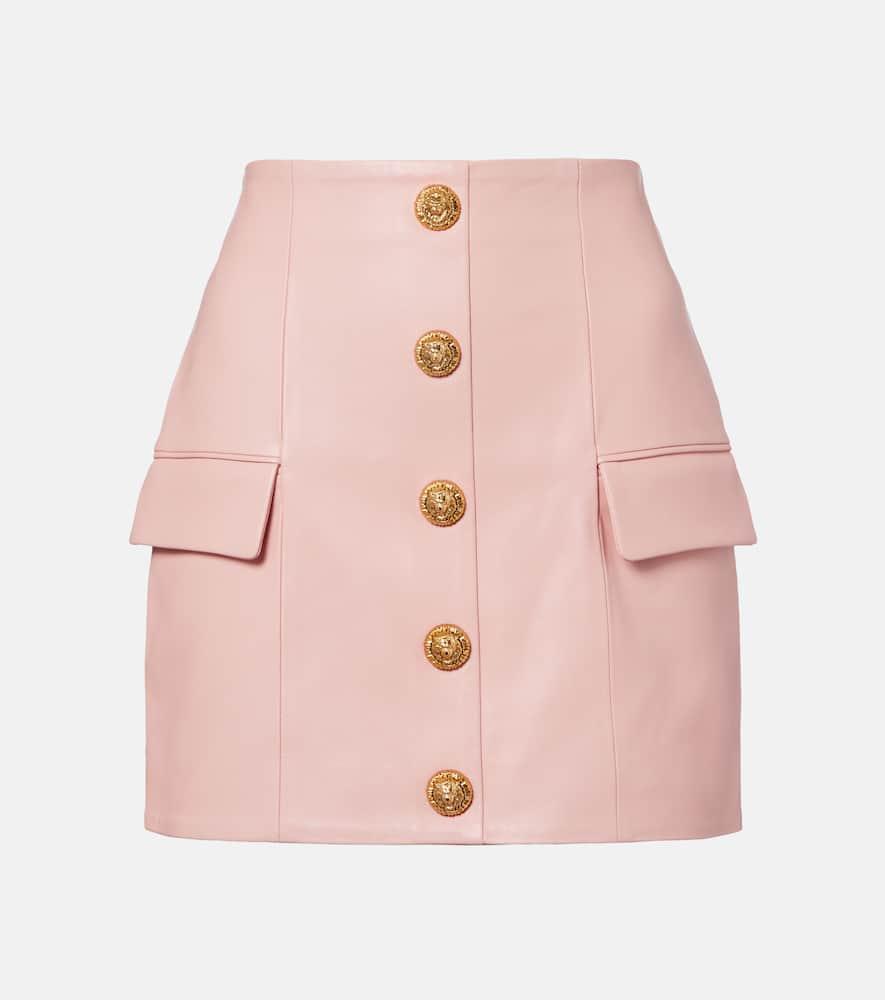 balmain leather miniskirt