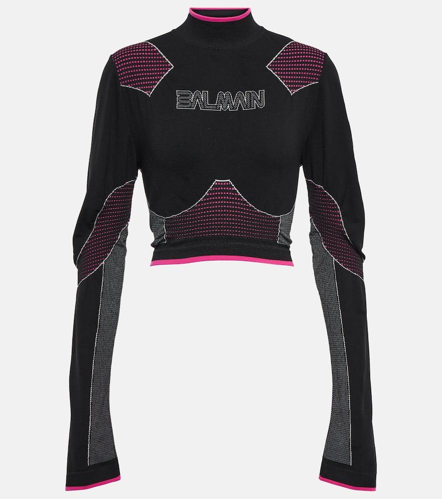 balmain logo crop top