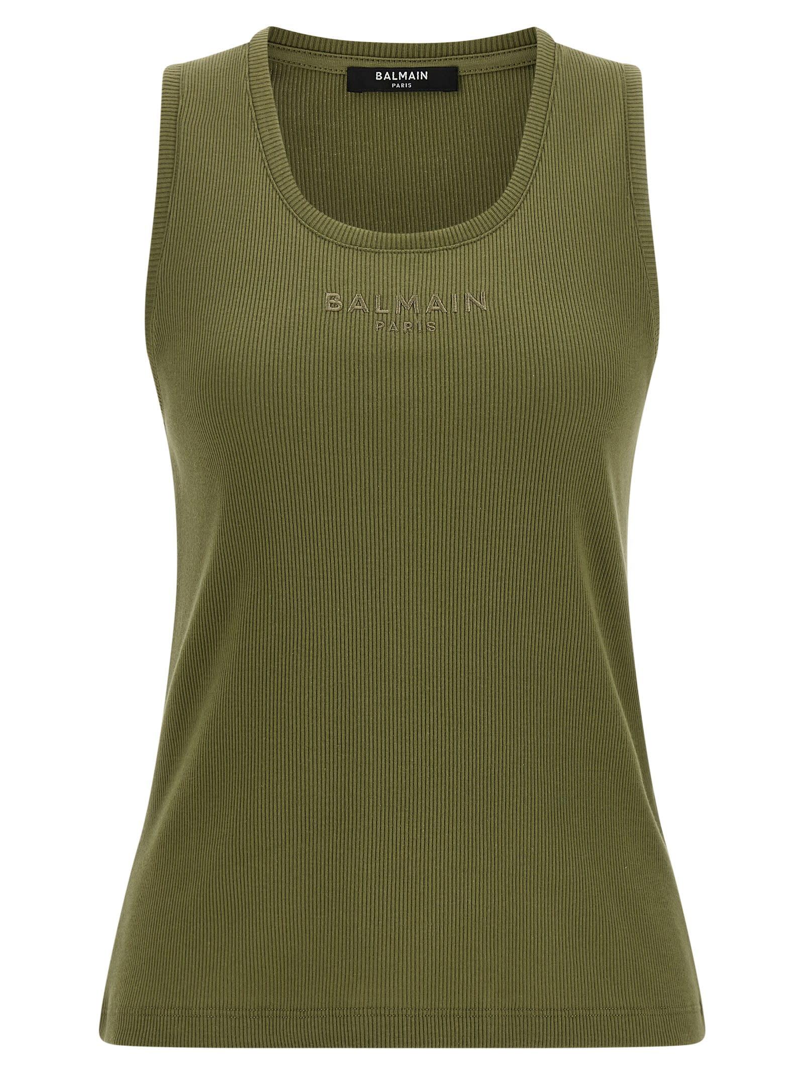 balmain logo embroidery tank top