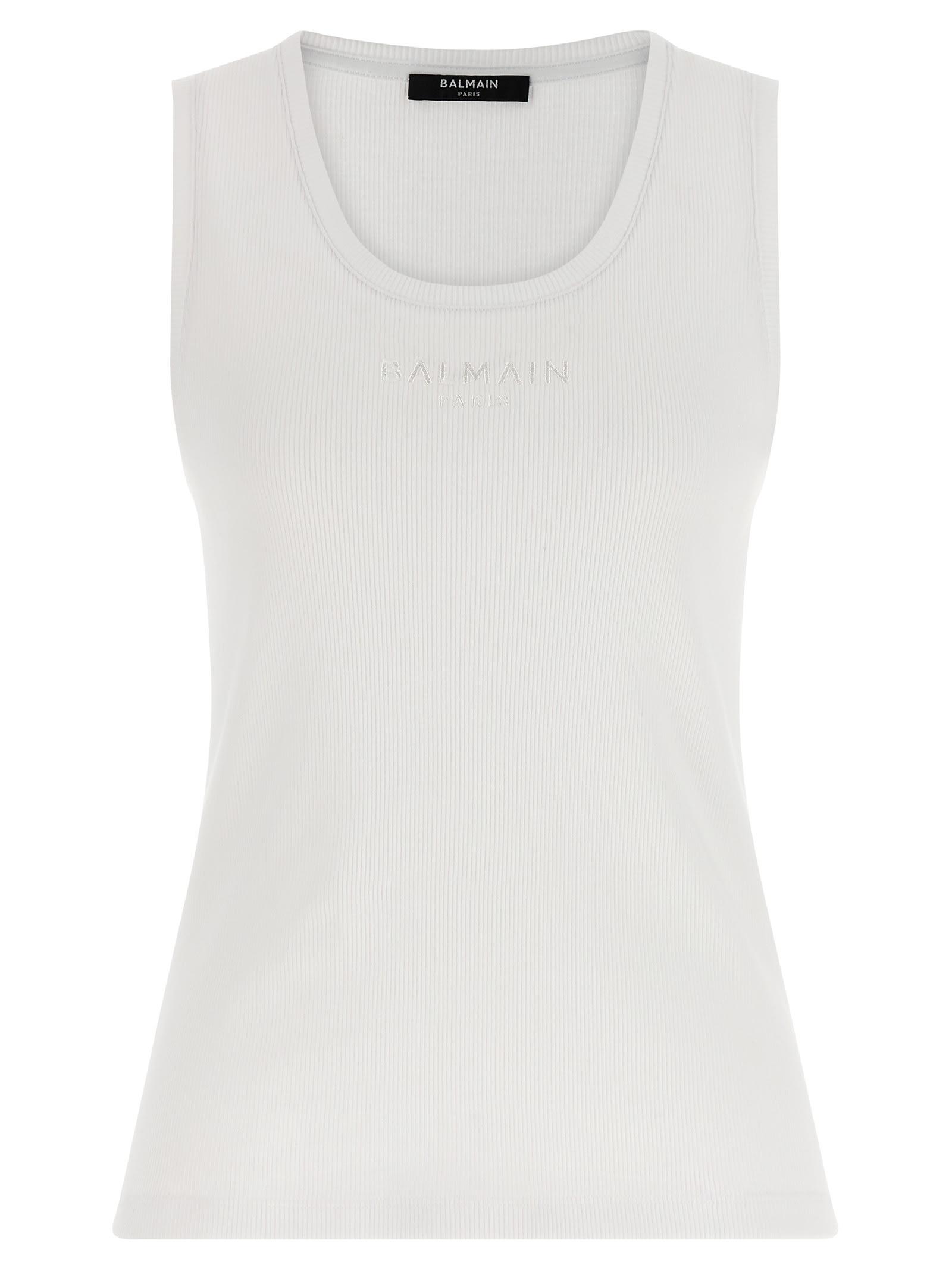 balmain logo embroidery tank top