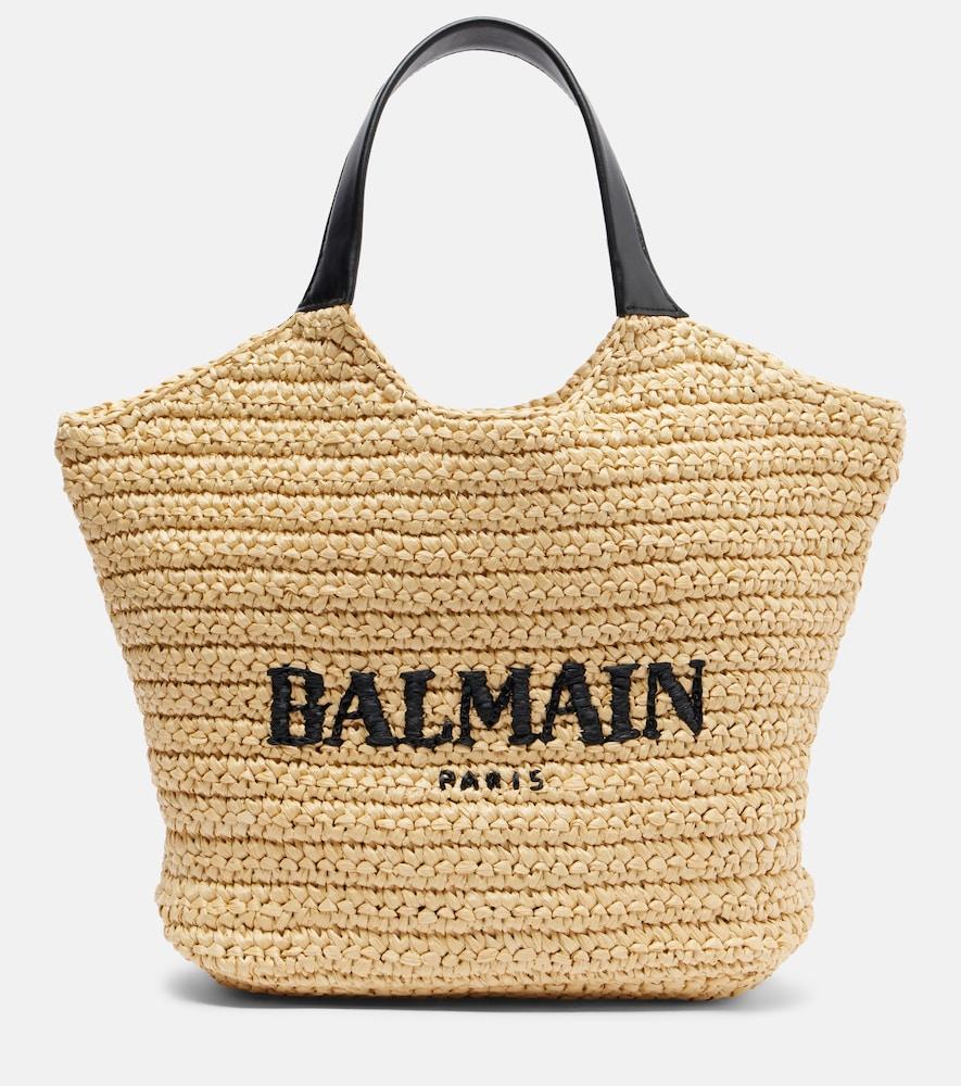 balmain logo raffia