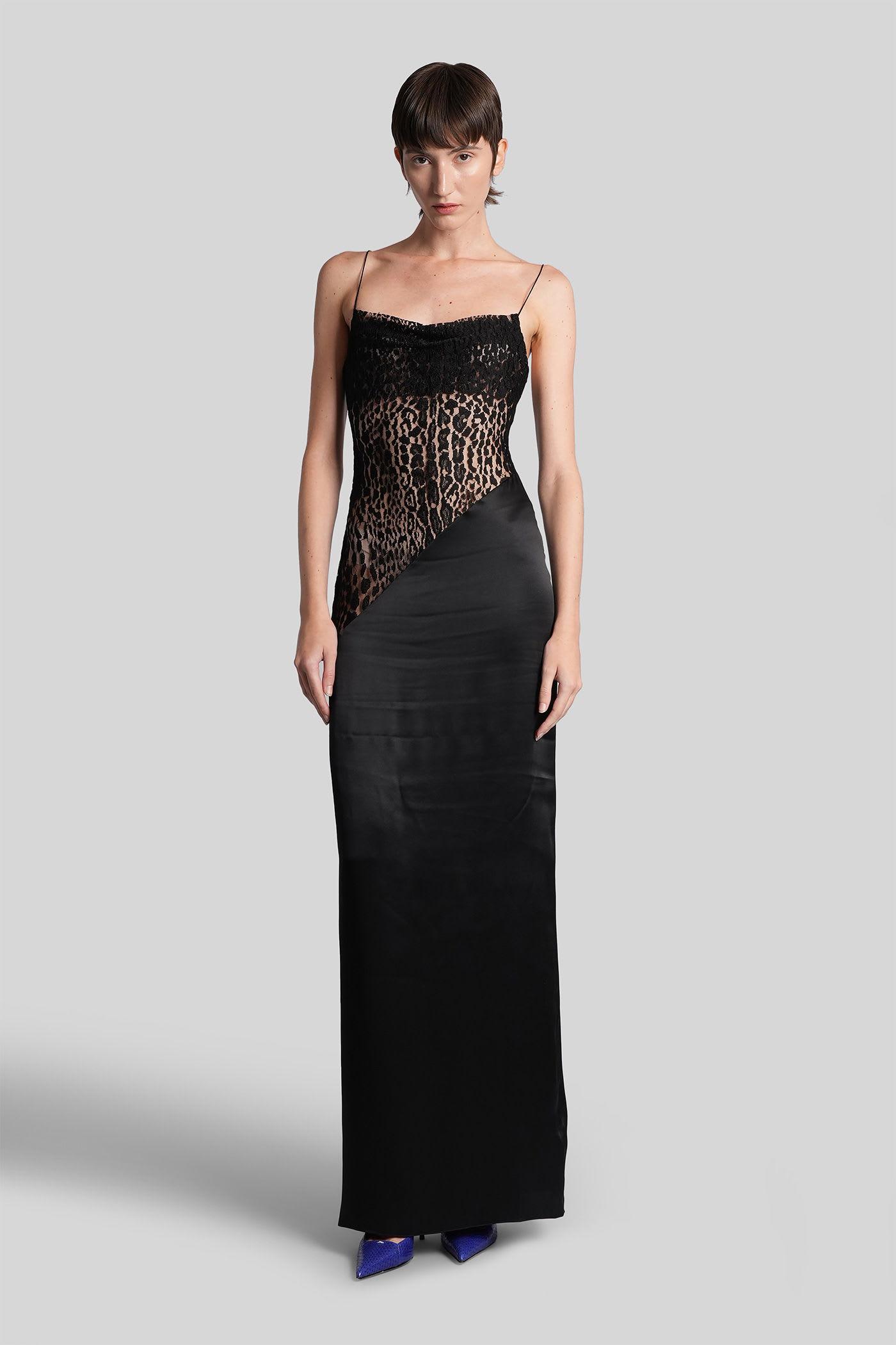 balmain long dress in black viscose