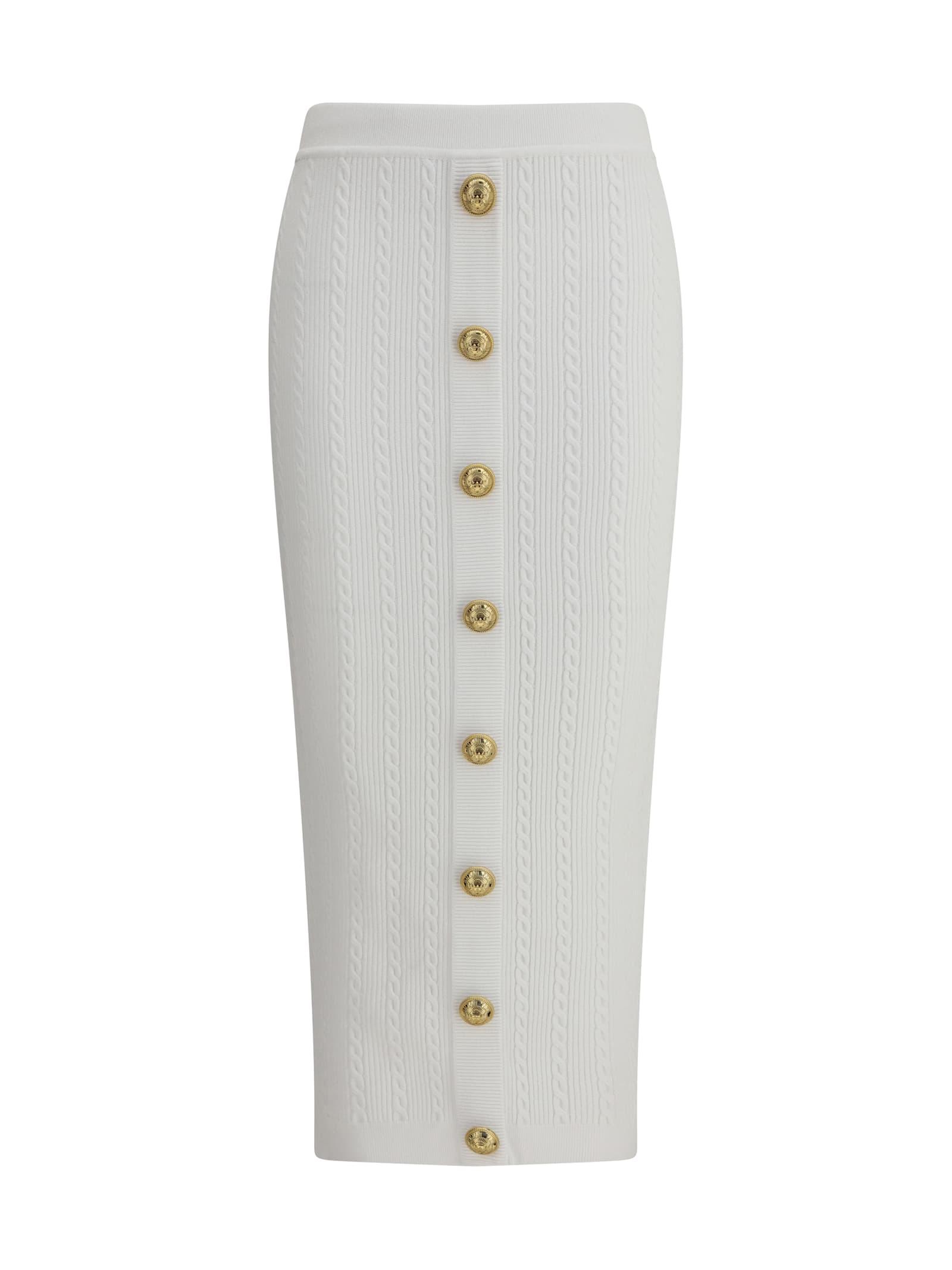 balmain long skirt in white viscose blend