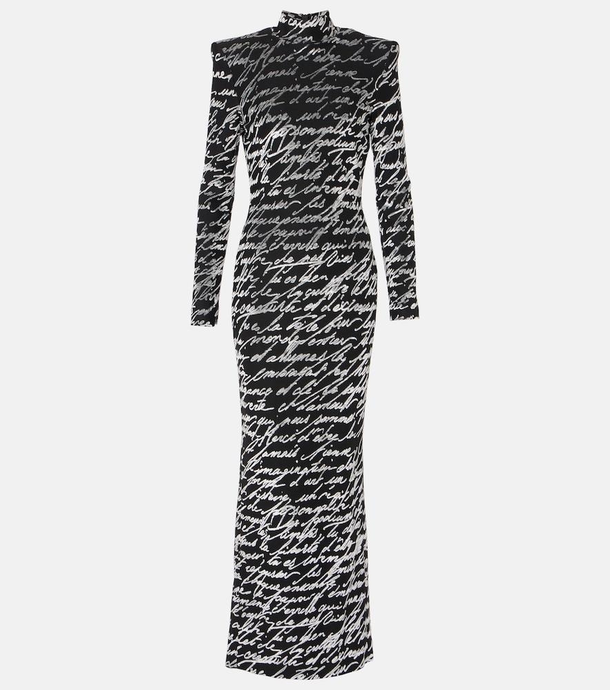 balmain love letter jacquard gown