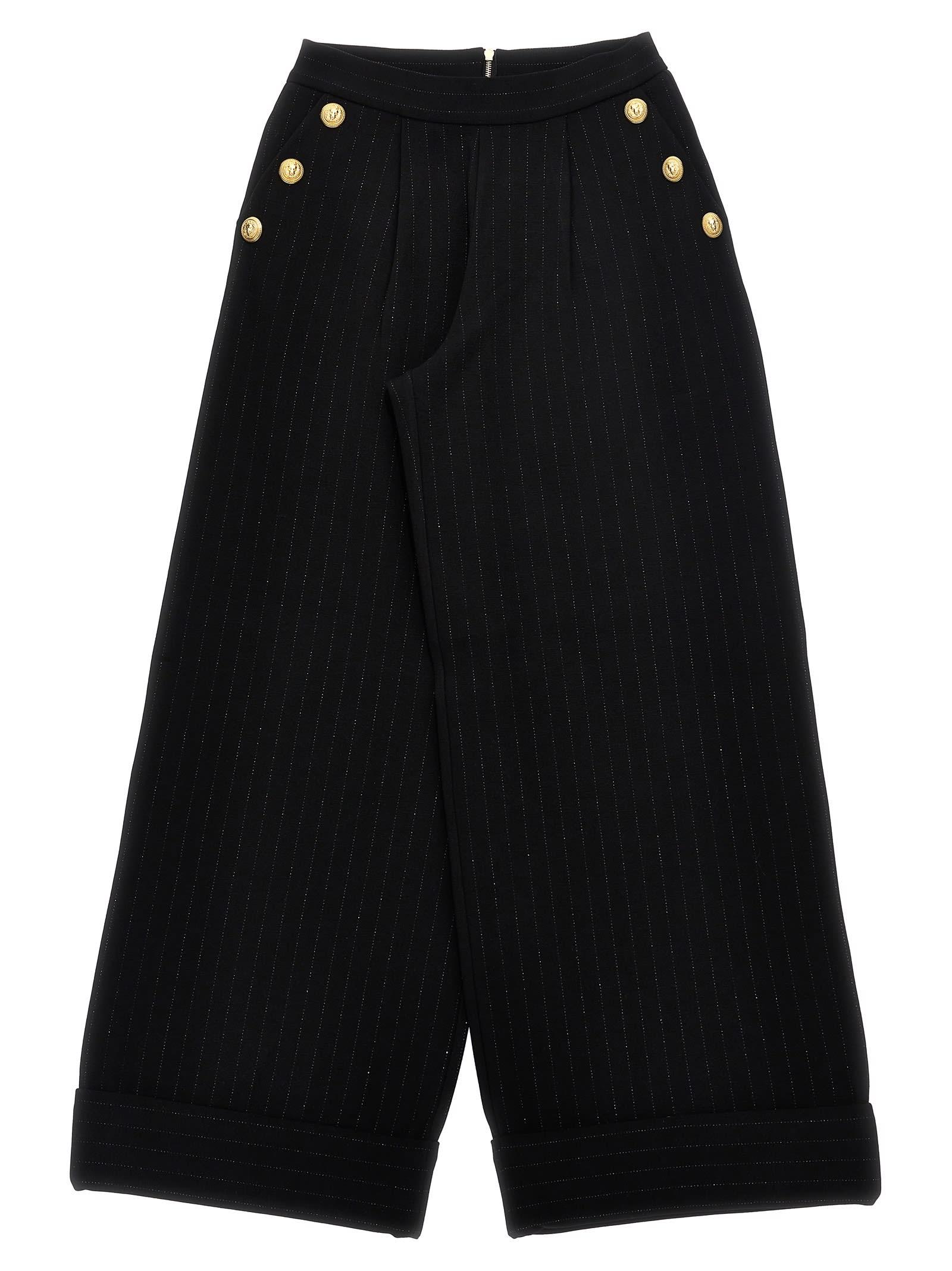 balmain lurex pinstriped pants