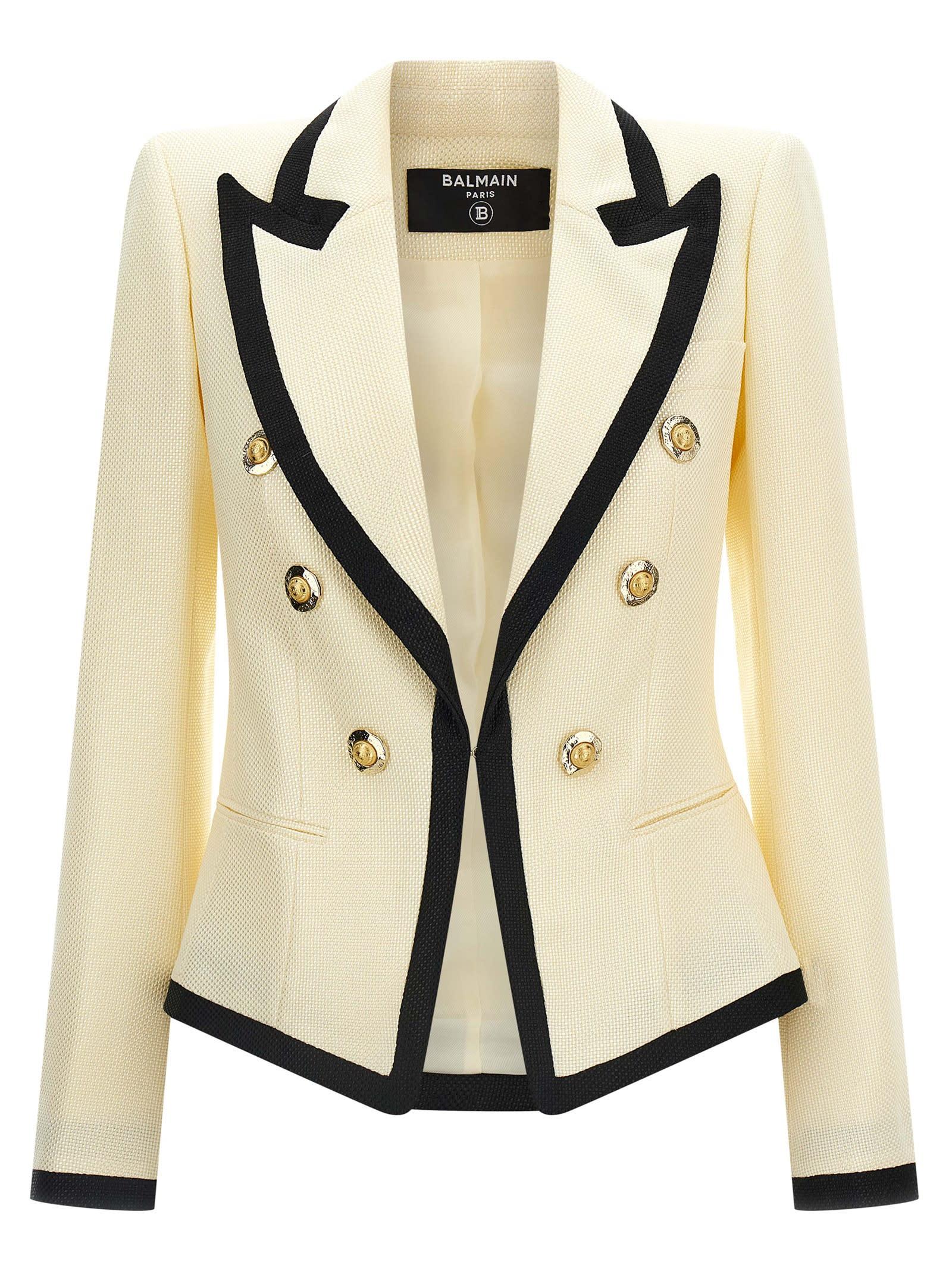 balmain maxi shoulder strap blazer