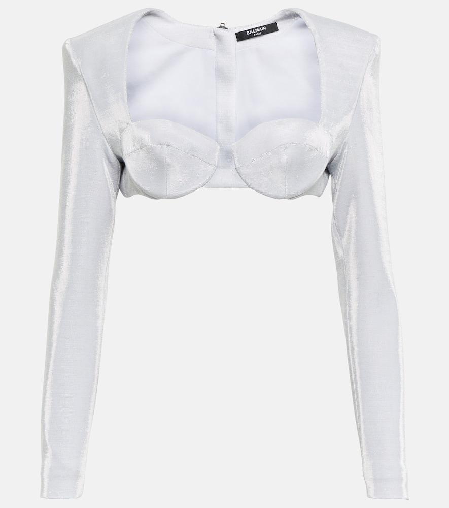 balmain metallic crop top