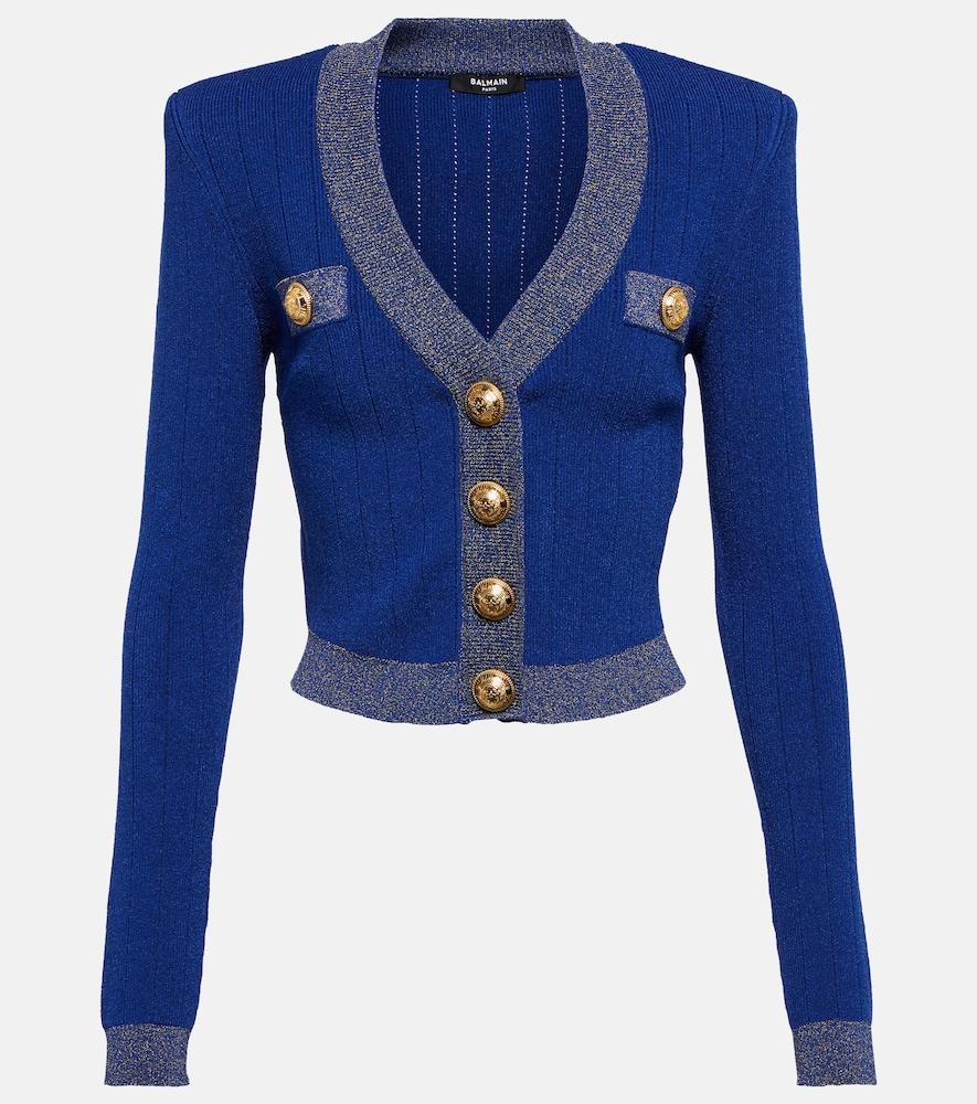 balmain metallic knit cardigan