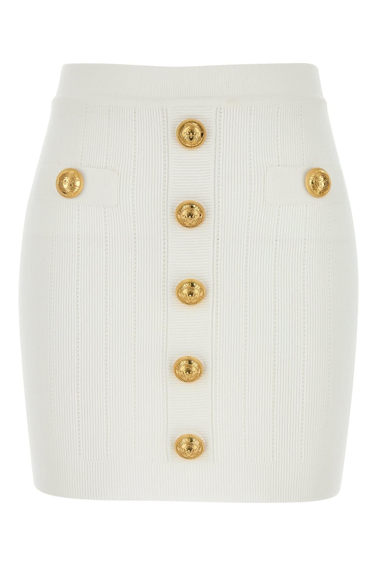 balmain mini skirt in white viscose blend