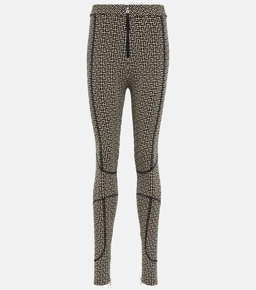 balmain monogram knit leggings