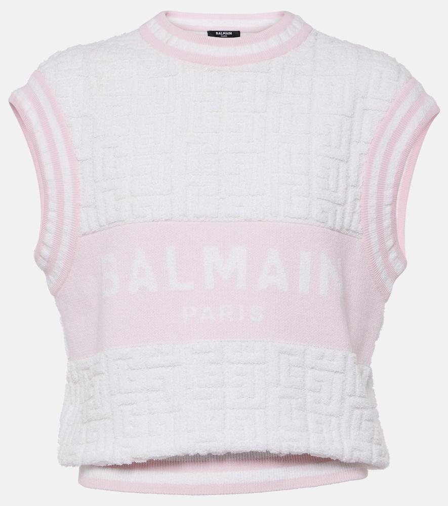 balmain monogram wool and cotton