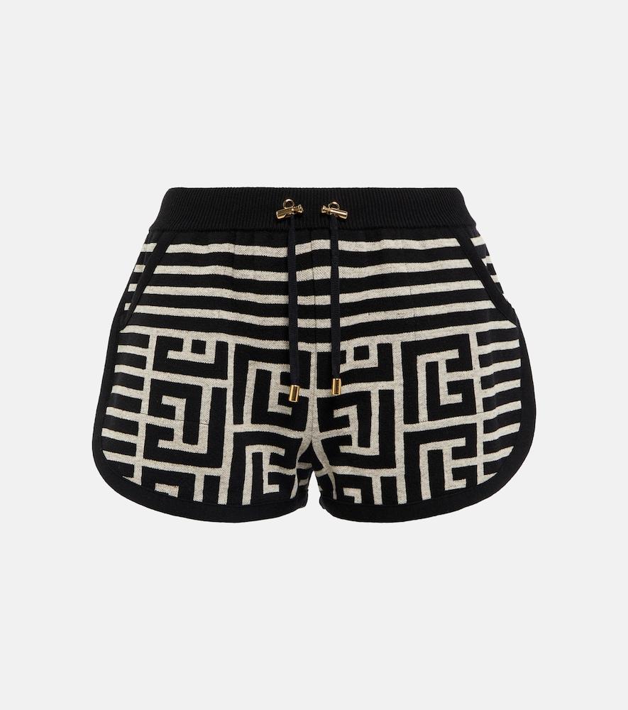 balmain monogram wool and linen