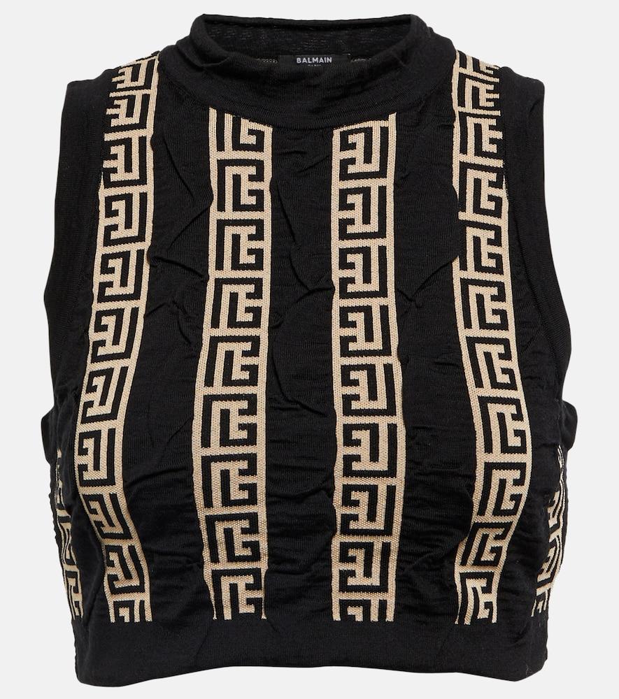 balmain monogram wool